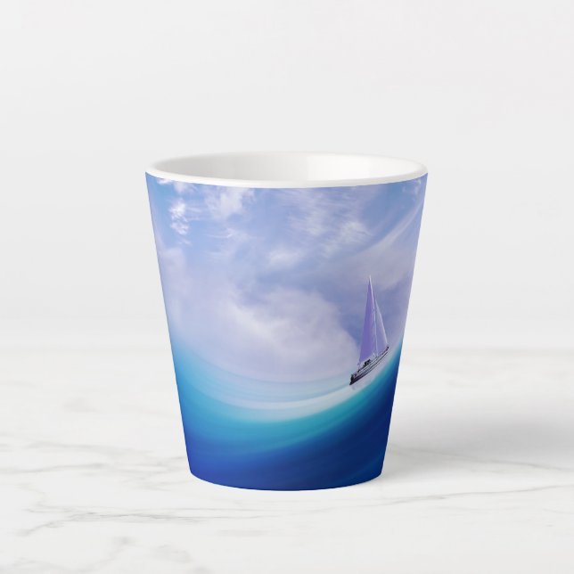 Tasse Latte Bateau à voilier vers le haut d'une vague épopée (Devant)