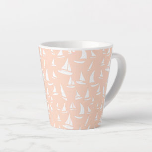 Tasse Latte Bateaux à voile blancs et oiseaux de mer sur Paste