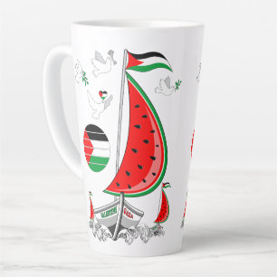 Tasse Latte Bateaux de la Flottille de la Liberté Mondiale à G