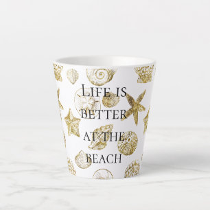 Tasse Latte Beach Gold Sea Shells