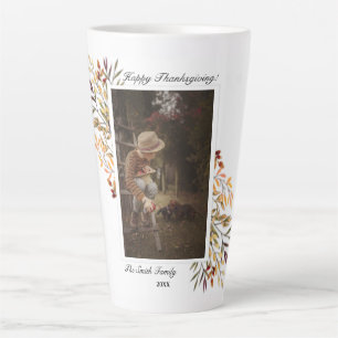 Tasse Latte Beau feuillage d'automne Thanksgiving Photo