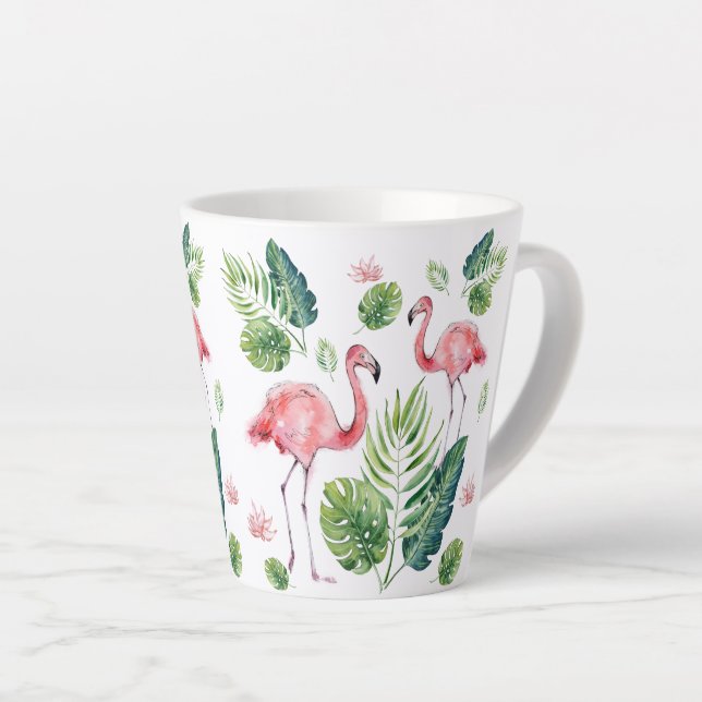 Tasse Latte Beau motif aux flamants roses (Angle droit)