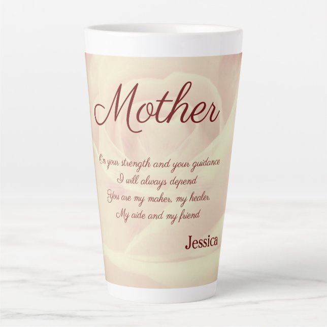 Tasse Latte Beau Poème Mère Personnalisé (Devant)