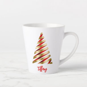 Tasse Latte Beau sapin de Noël rouge et or