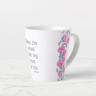 Tasse Latte Beau verset biblique chrétien Psaume 56:3 Floral