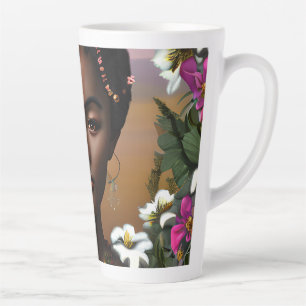 Tasse Latte Beauté afro-américaine Art IA