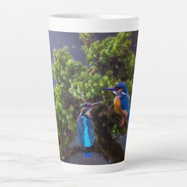 Tasse Latte Beauté de la nature - Kingfisher et Bonsai  (Devant)
