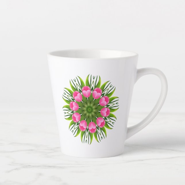 Tasse Latte Beautiful Flower Mandala Design-79358 (Droite)