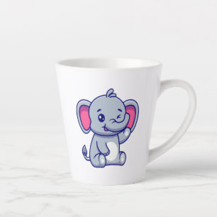 Tasse Latte Bébé éléphant mignon assis dessin animé-23800