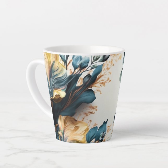 Tasse Latte Belle aquarelle fleurie (Angle gauche)