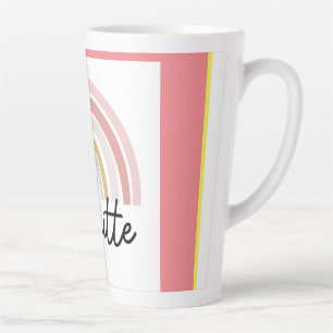 Tasse Latte Belle Brigitte avec Arc-en-ciel en latte rose.