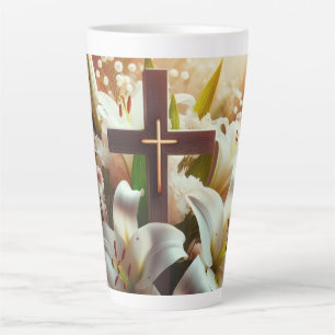 Tasse Latte Belle croix de lys de Pâques