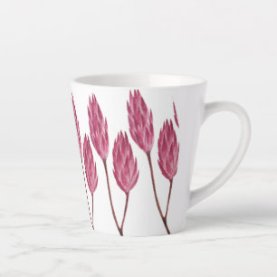Tasse Latte Belle Fleur rouge peinte à la main