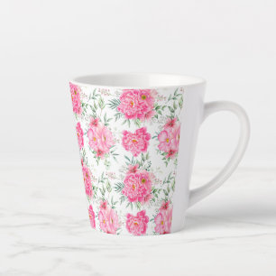 Tasse Latte Belle Fleurs Aquarelle Motif Floral