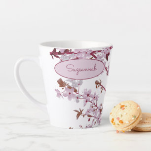 Tasse Latte Belle floraison de cerisiers roses sur mesure