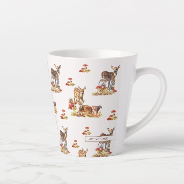 Tasse Latte Belle Forêt Animale Automne Motif Art (Droite)