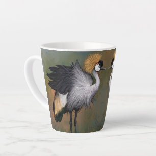 Tasse Latte Belle grue grise - Peinture à la broche -
