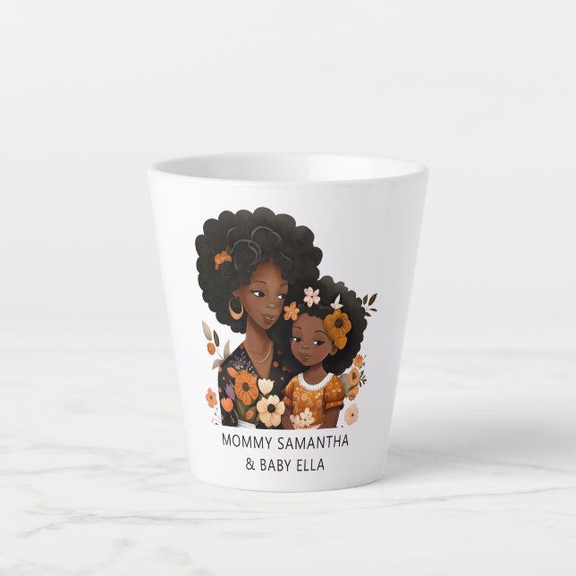 Tasse Latte Belle mère et fille noire (16) (Devant)