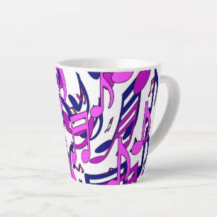 Tasse Latte Belle Musique Notes musicales Animées Upbeat Artsy