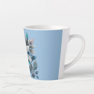 Tasse Latte belles fleurs de glace et feuilles