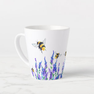 Tasse Latte Belles fleurs de printemps et des abeilles Latte M