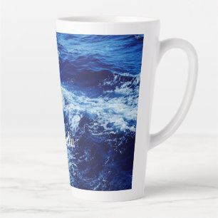 Tasse Latte Belles vagues de l'océan Bleu