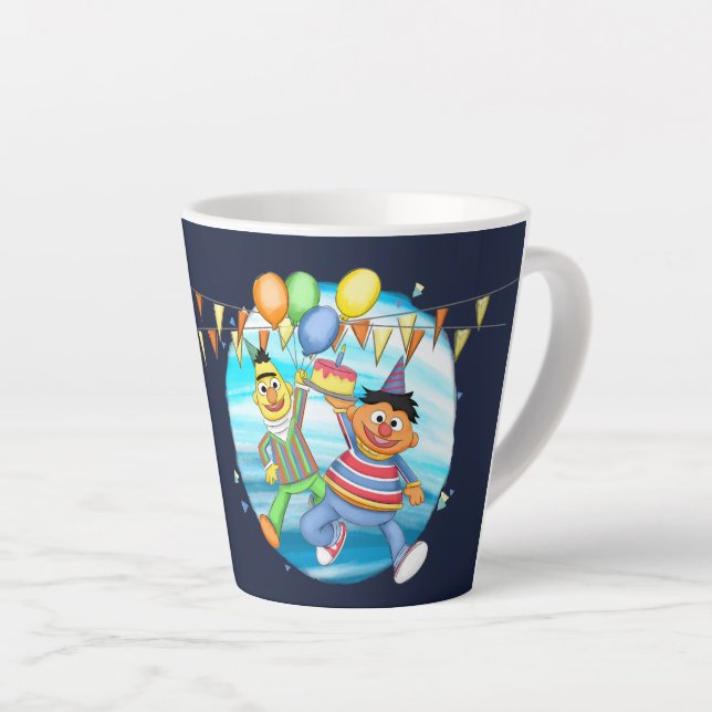 Tasse Latte Bert et Ernie Balloons d'anniversaire (Angle droit)