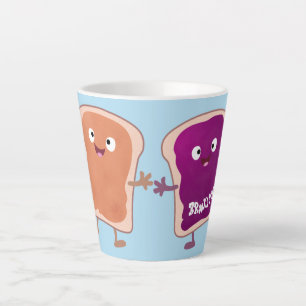 Tasse Latte Beurre d'arachide mignonne et caricature sandwich