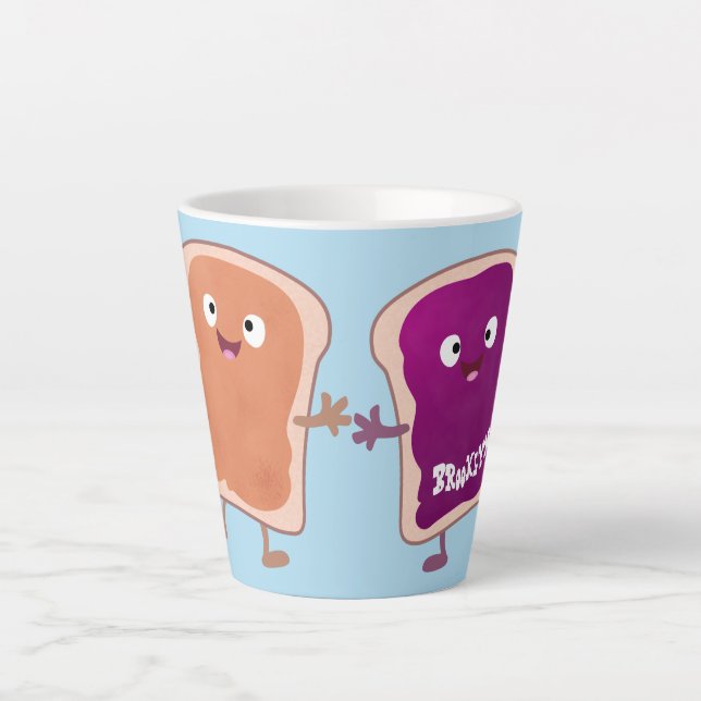 Tasse Latte Beurre d'arachide mignonne et caricature sandwich  (Devant)