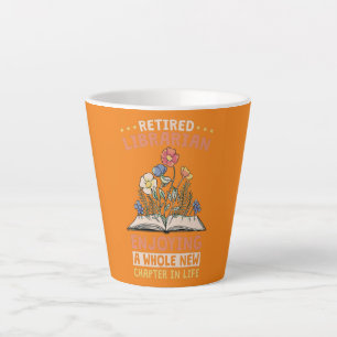 Tasse Latte Bibliothécaire À La Retraite Bénéficiant D'Un Tout