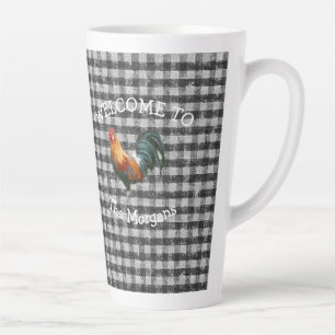 Tasse Latte Bienvenue Vache noir et blanc Chèque Nom de l'usin