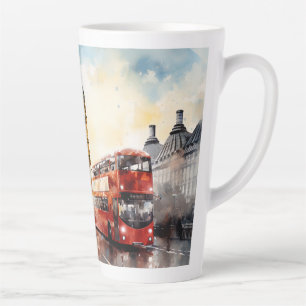 Tasse Latte Big Ben et bus rouge à Londres