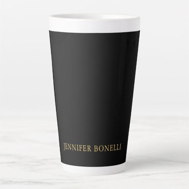 Tasse Latte Black Gold Colors Professional Trendy Modern Name (Devant)