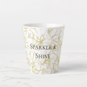 Tasse Latte Blanc Or Glam Brillant Étincelle