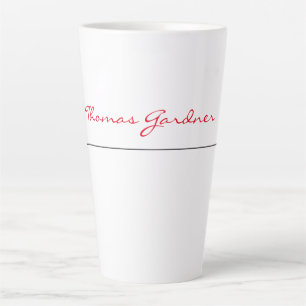 Tasse Latte Blanc Rouge tendance écriture manuscrite Plaine cr