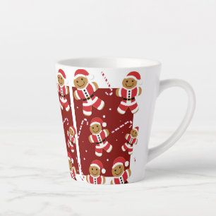 Tasse Latte Blancs rouges souriants illustrés Père Noël