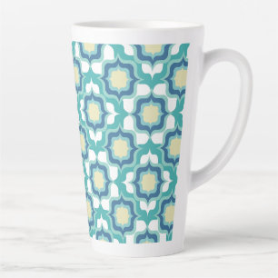 Tasse Latte Bleu Blanc Méditerranéen Rétro