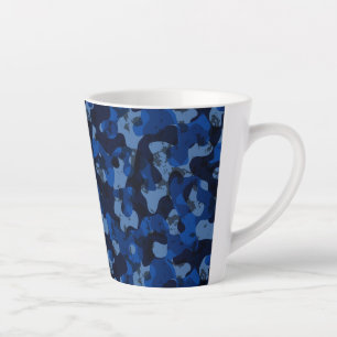 Tasse Latte bleu clair, bleu foncé, bleu poussiéreux camouflag