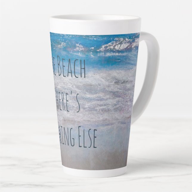 Tasse Latte Bleu de la plage Océan tropical ondulé (Angle droit)