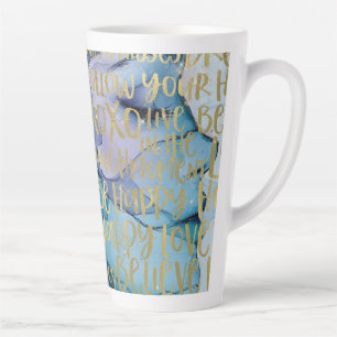 Tasse Latte Bleu Femme Face Or Citations Inspirationnelles
