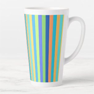 Tasse Latte Bleu vintage classique et rayures arc-en-ciel oran