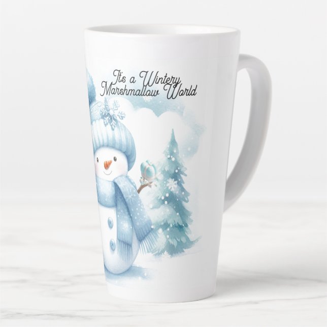 Tasse Latte Blue Snowman Marshmallow (Angle droit)