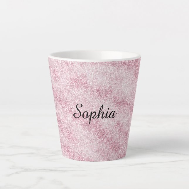Tasse Latte Blush Pink Glitter Sparkle Christmas (Devant)