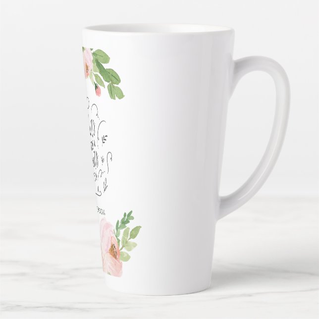 Tasse Latte Blush rose floral merci enseignant cadeau (Droite)