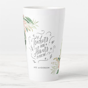 Tasse Latte Blush rose floral merci enseignant cadeau
