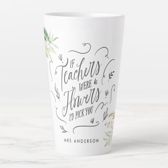 Tasse Latte Blush rose floral merci enseignant cadeau latte mu (Devant)
