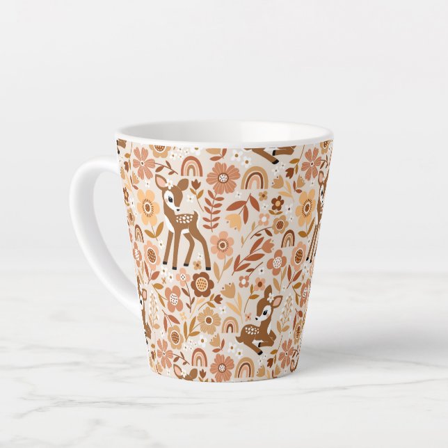 Tasse Latte Boeuf mignon cerf modèle floral (Angle gauche)