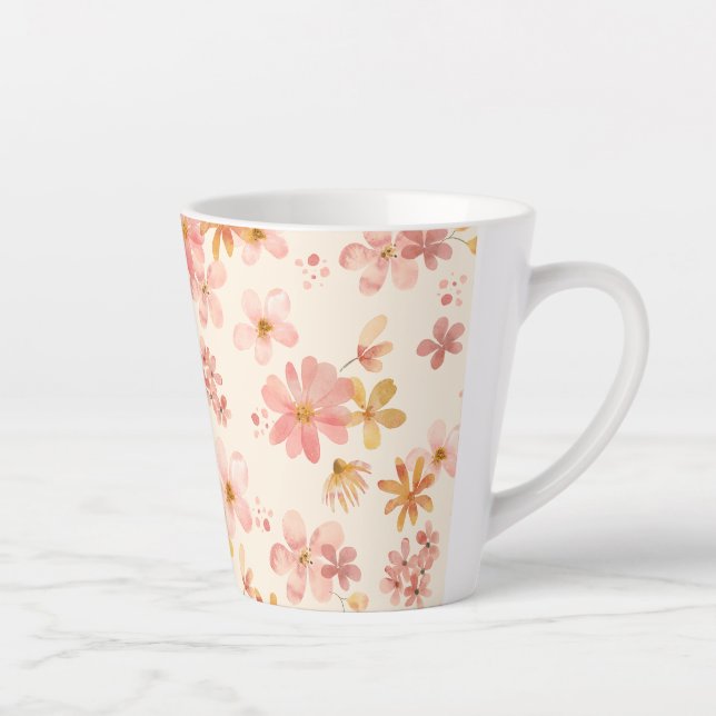 Tasse Latte Boho hippie rustique fleurs naturelles (Droite)