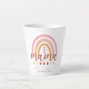 Tasse Latte Boho Rainbow Mama avec phases de lune