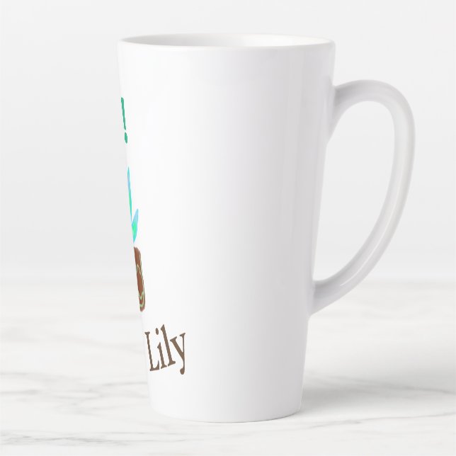 Tasse Latte Bonjour Je suis Lily cactus succulent ajouter nom  (Droite)